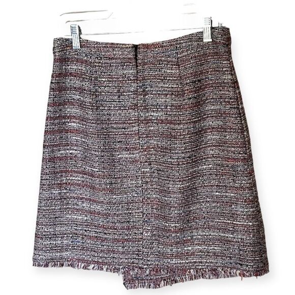 Halogen Multicolor Faux Wrap Fringed Tweed Short Skirt - Lined  Size 4 - Picture 2 of 9